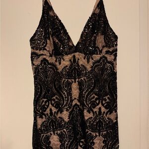 NWT Free People Black and nude Lace sequin Mini Dress 10